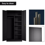 Grande armoire de rangement en métal avec 3 étagères réglables, tringle à vêtements et portes verrouillables