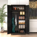 Grande armoire de rangement en métal avec 3 étagères réglables, tringle à vêtements et portes verrouillables