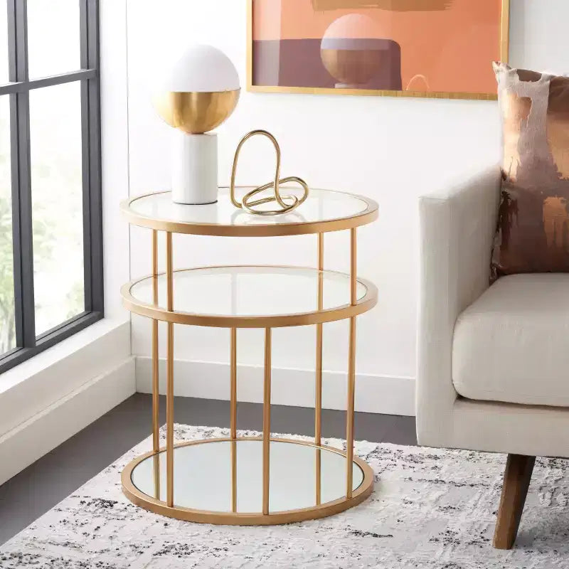 Table d'appoint accent Layta à 3 étagères, Table de bout moderne pour salon