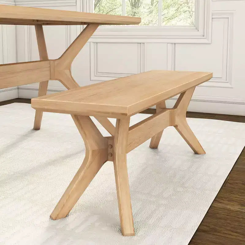 Banc de salle à manger en bois massif 122 cm, banc d'entrée et de chambre minimaliste