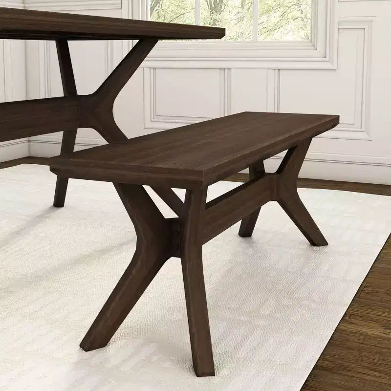 Banc de salle à manger en bois massif 122 cm, banc d'entrée et de chambre minimaliste