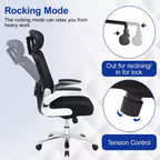 Chaise de bureau ergonomique en maille dossier haut grande taille avec support lombaire, accoudoirs relevables et appui-tête, noir