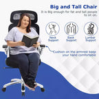 Chaise de bureau ergonomique en maille dossier haut grande taille avec support lombaire, accoudoirs relevables et appui-tête, noir