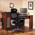 Chaise de bureau ergonomique en maille dossier haut grande taille avec support lombaire, accoudoirs relevables et appui-tête, noir