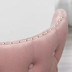Fauteuil d'appoint contemporain en velours capitonné avec clous décoratifs, rose