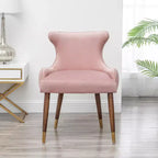 Fauteuil d'appoint contemporain en velours capitonné avec clous décoratifs, rose
