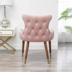 Fauteuil d'appoint contemporain en velours capitonné avec clous décoratifs, rose