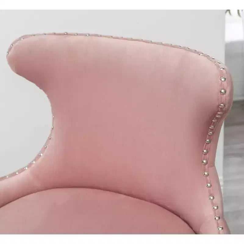 Fauteuil d'appoint contemporain en velours capitonné avec clous décoratifs, rose