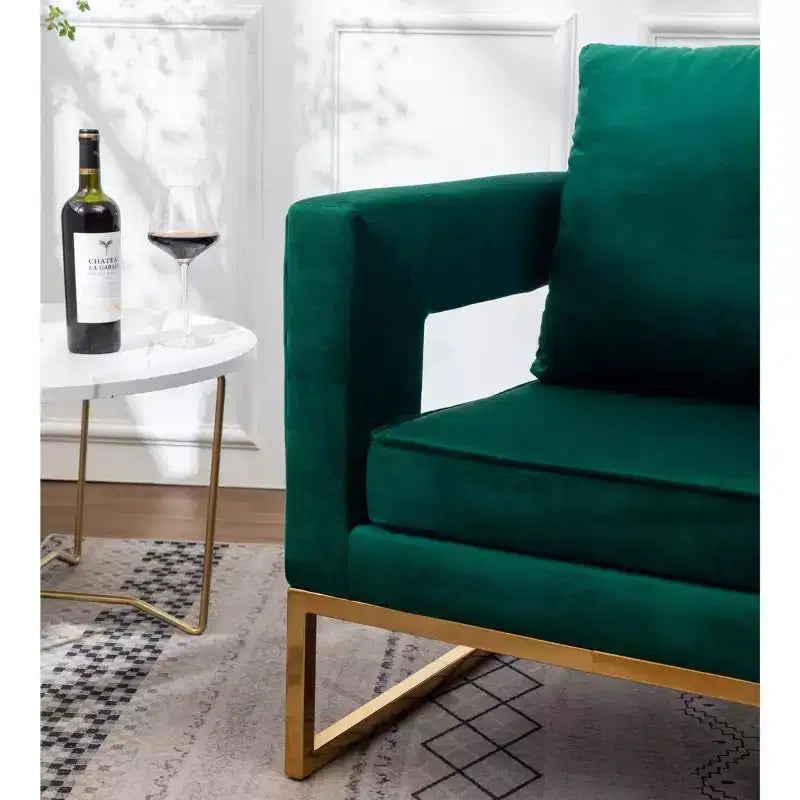 Fauteuil d'appoint contemporain rembourré, vert