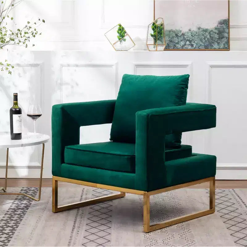 Fauteuil d'appoint contemporain rembourré, vert
