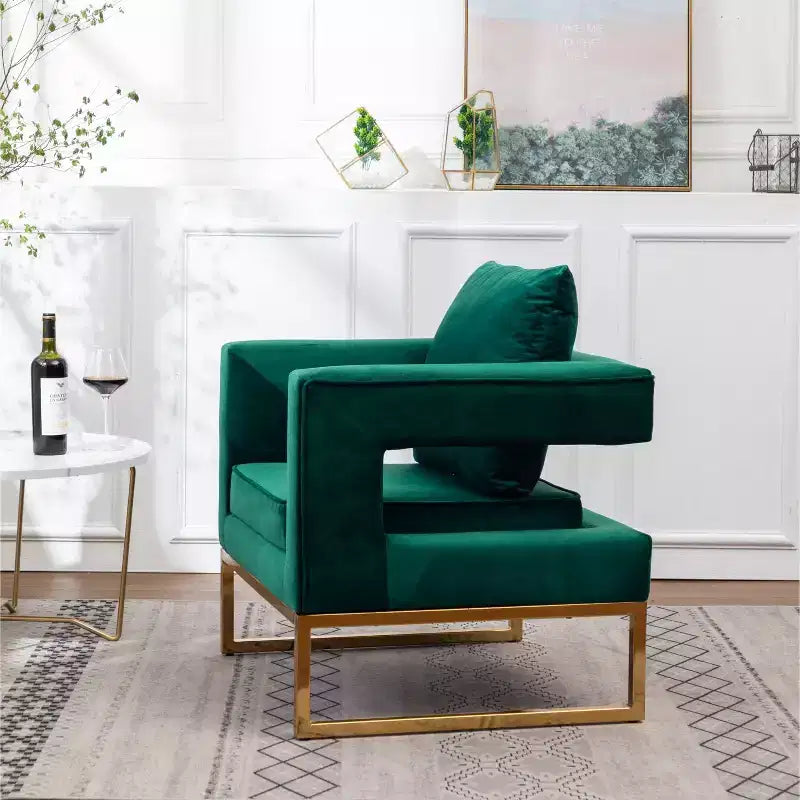Fauteuil d'appoint contemporain rembourré, vert