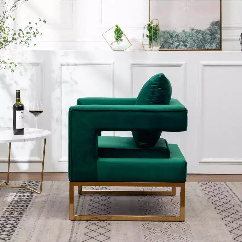 Fauteuil d'appoint contemporain rembourré, vert
