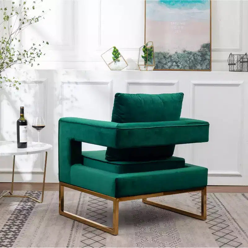 Fauteuil d'appoint contemporain rembourré, vert