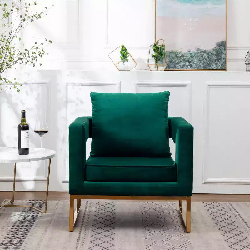 Fauteuil d'appoint contemporain rembourré, vert