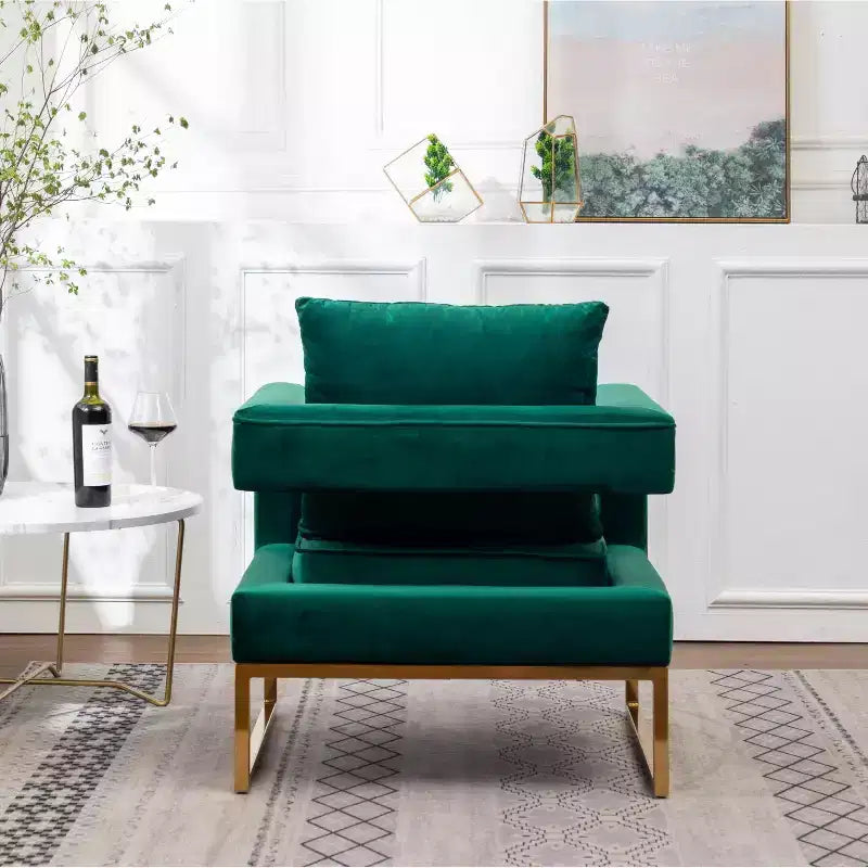 Fauteuil d'appoint contemporain rembourré, vert